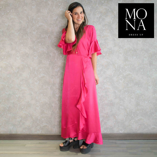 VESTIDO LARGO AURORA FUCSIA