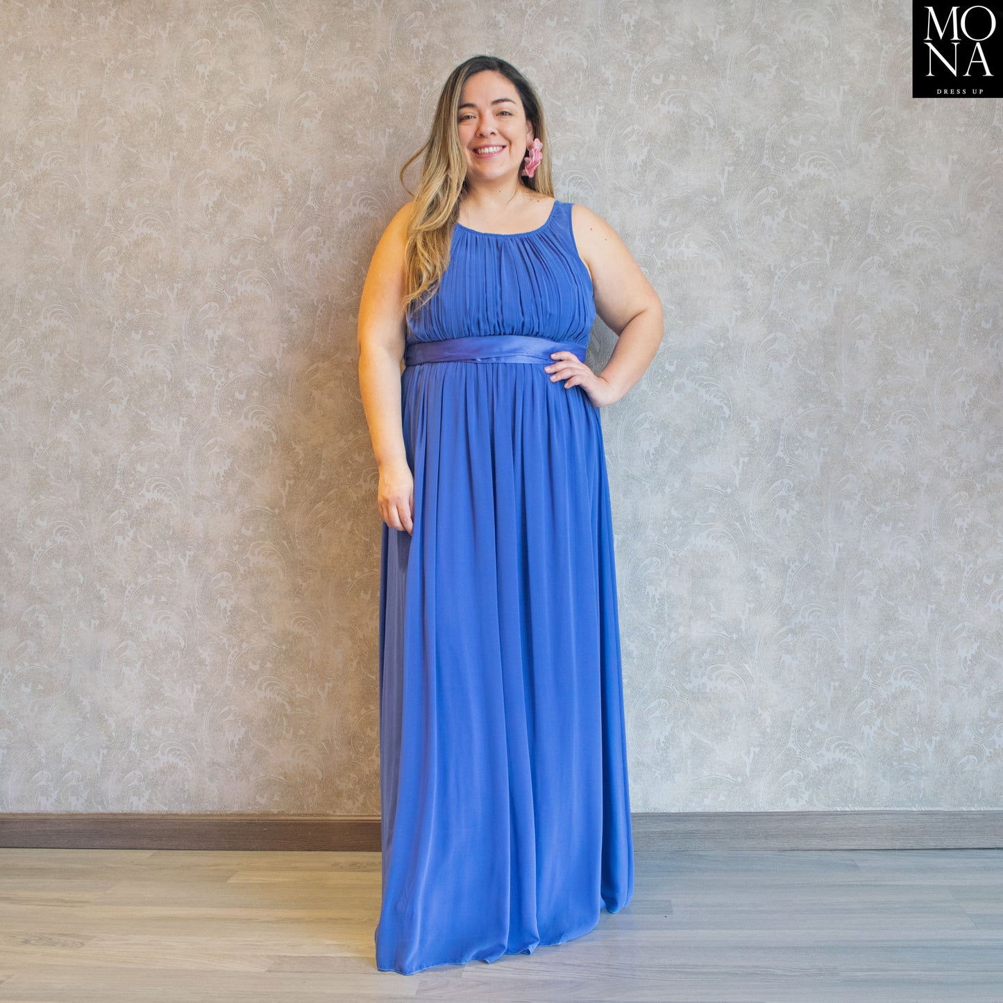 VESTIDO LARGO FLORENCIA AZUL