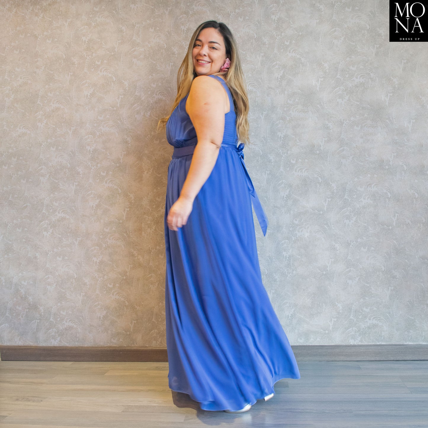 VESTIDO LARGO FLORENCIA AZUL