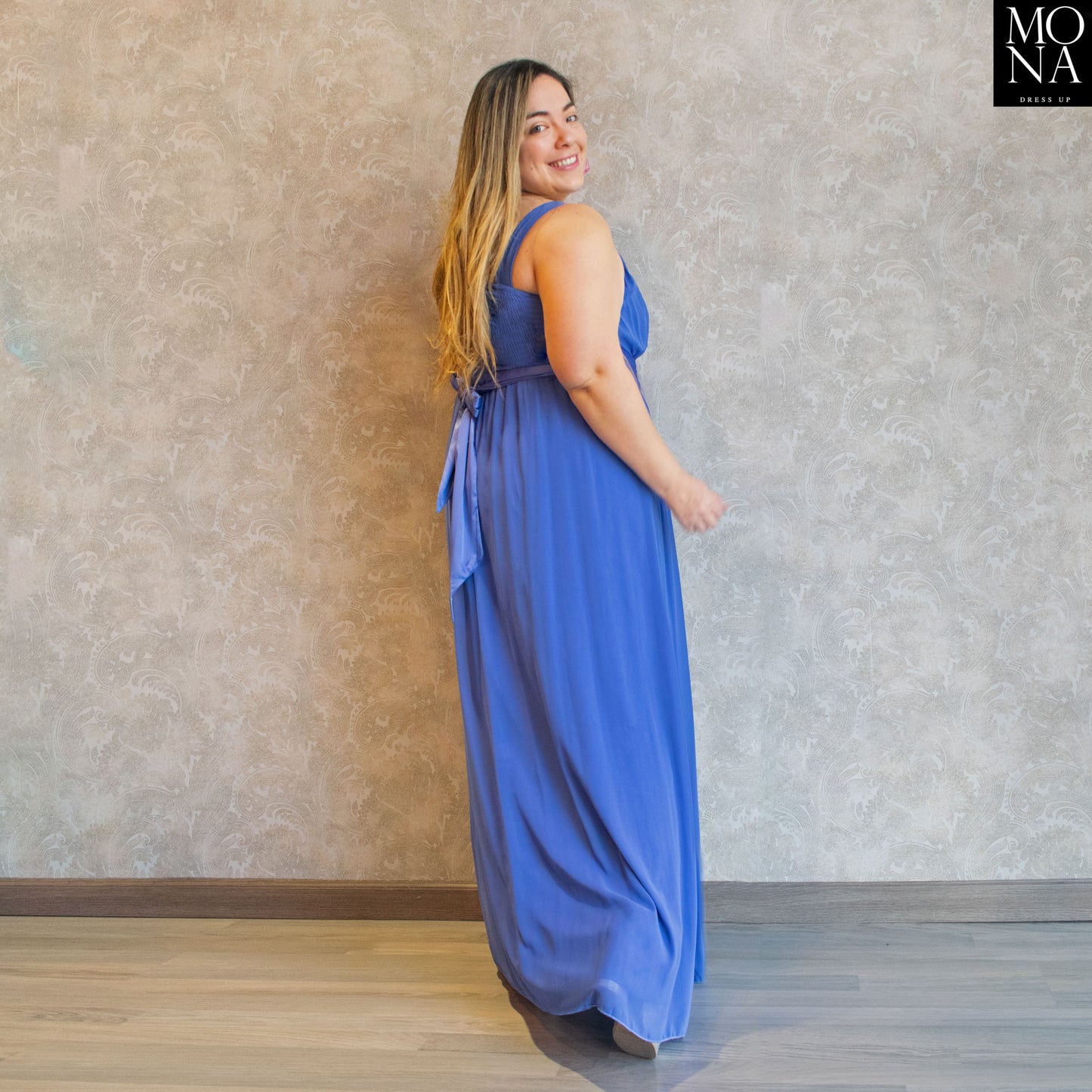 VESTIDO LARGO FLORENCIA AZUL