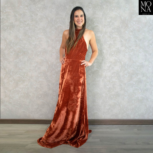 VESTIDO LARGO CLEMENCIA NARANJO