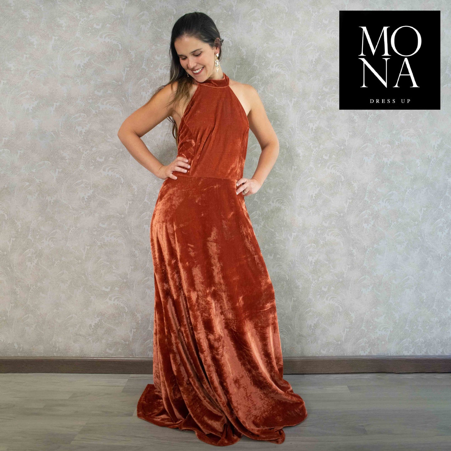 VESTIDO LARGO CLEMENCIA NARANJO