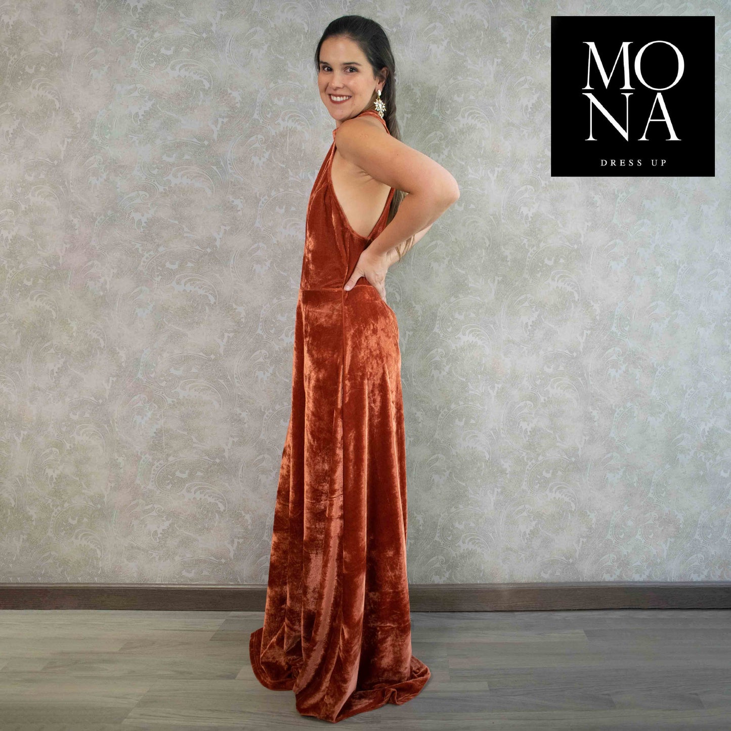 VESTIDO LARGO CLEMENCIA NARANJO