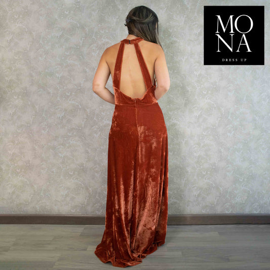 VESTIDO LARGO CLEMENCIA NARANJO