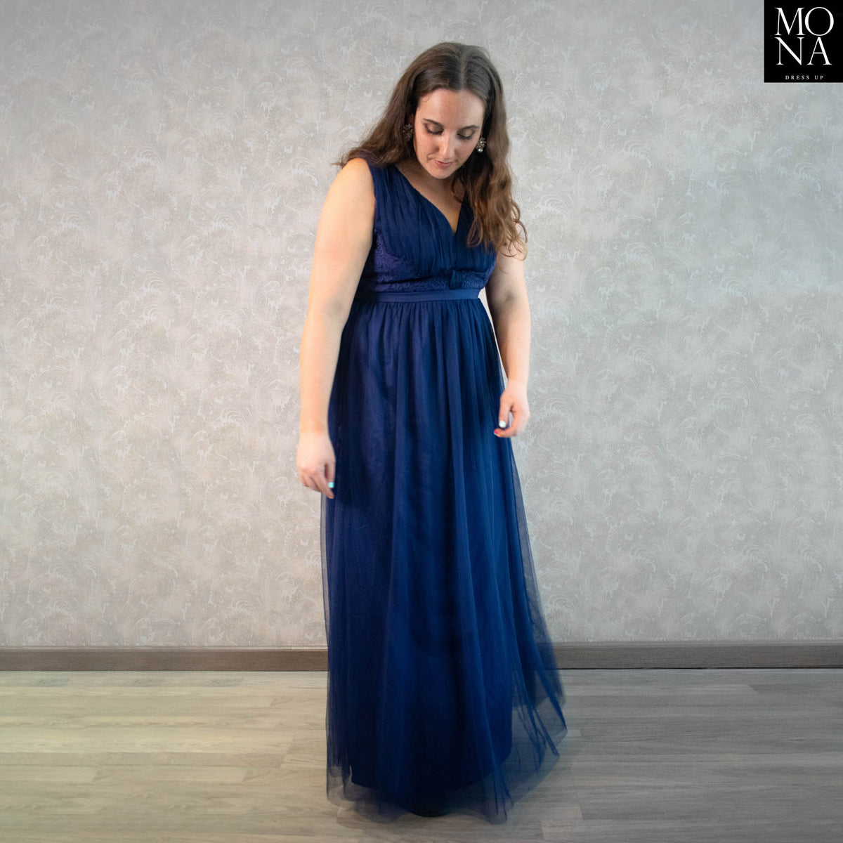 Vestido largo Maximiliana azul marino, foto 3 de 5