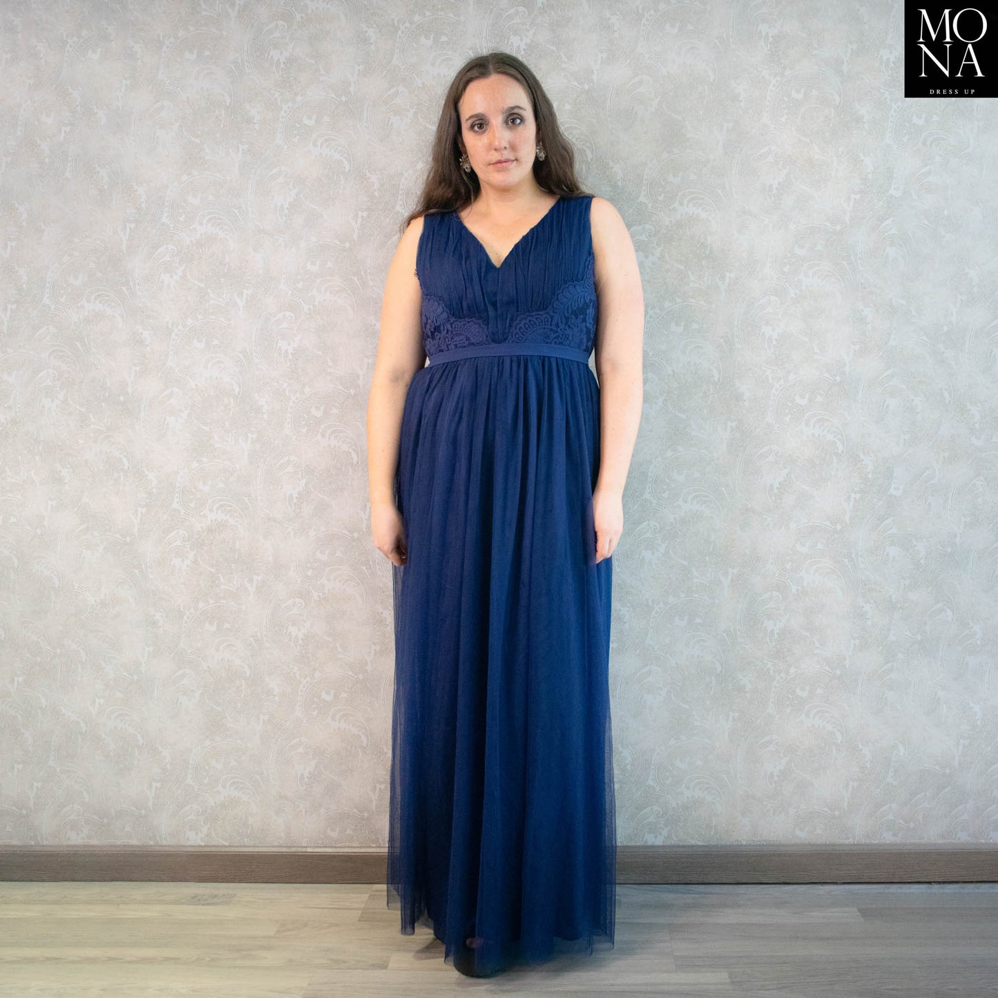 VESTIDO LARGO MAXIMILIANA AZUL MARINO