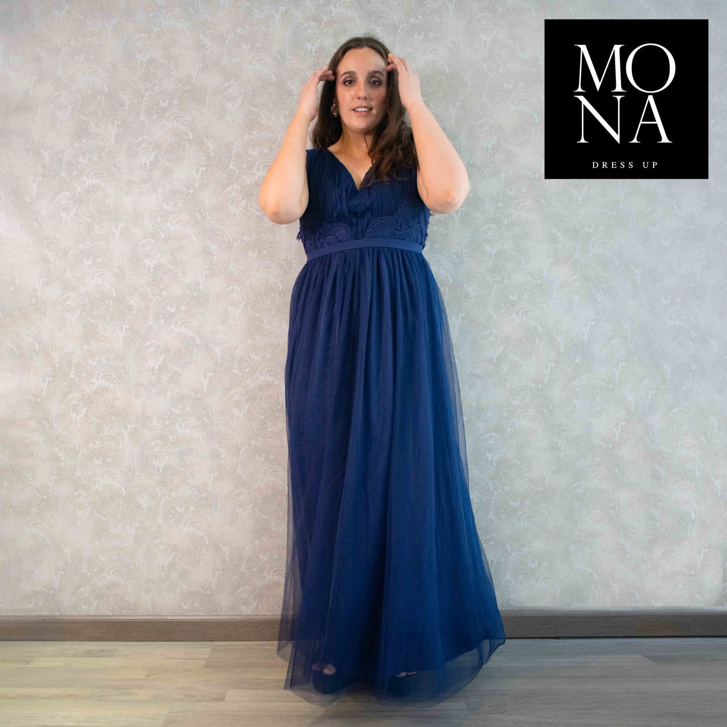 VESTIDO LARGO MAXIMILIANA AZUL MARINO