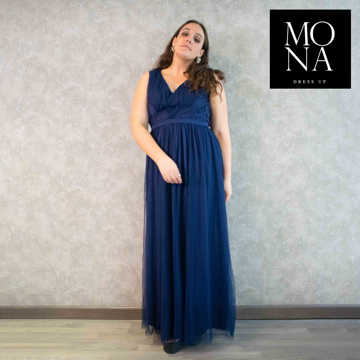 VESTIDO LARGO MAXIMILIANA AZUL MARINO