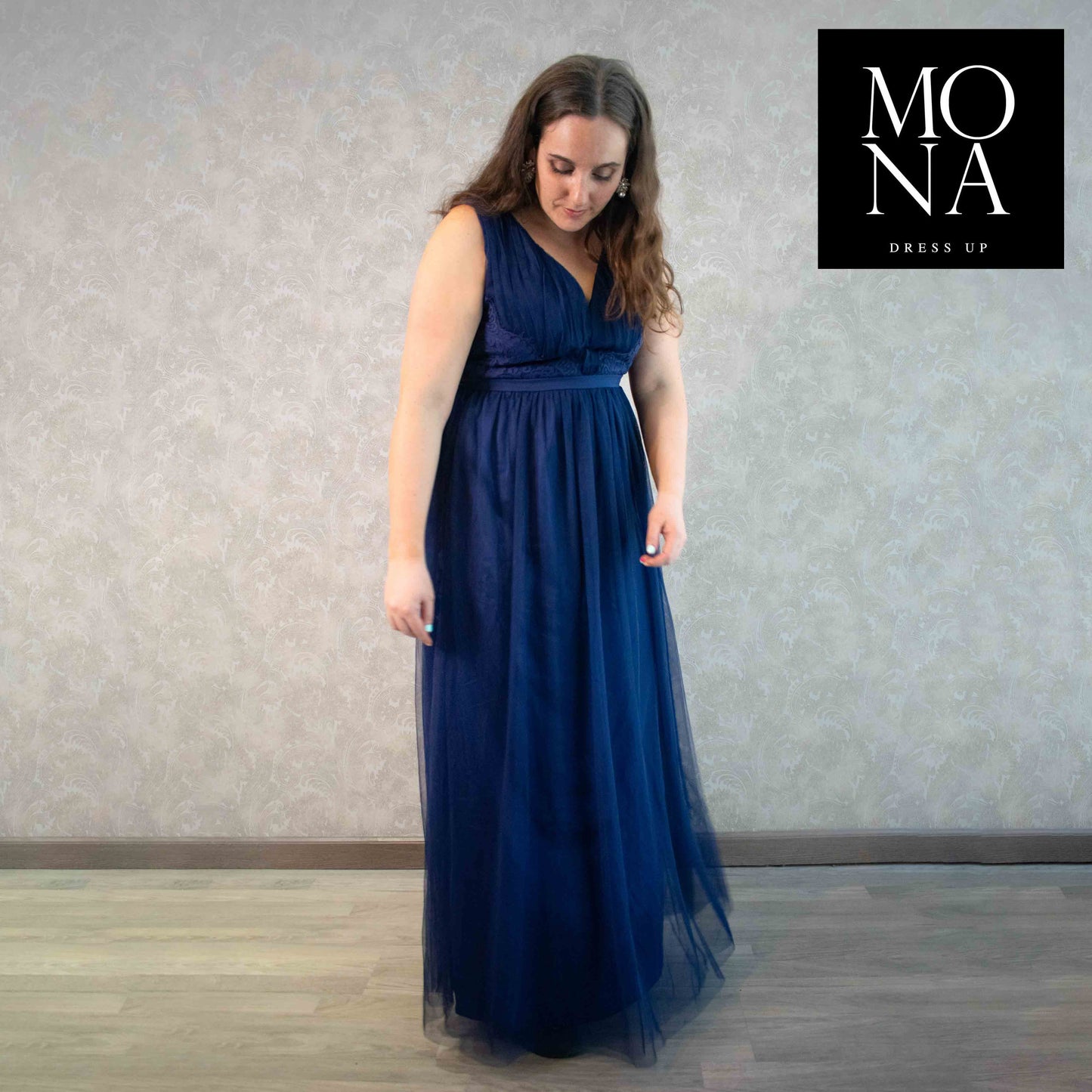 VESTIDO LARGO MAXIMILIANA AZUL MARINO