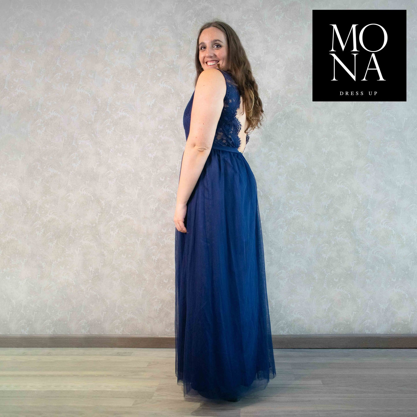 VESTIDO LARGO MAXIMILIANA AZUL MARINO