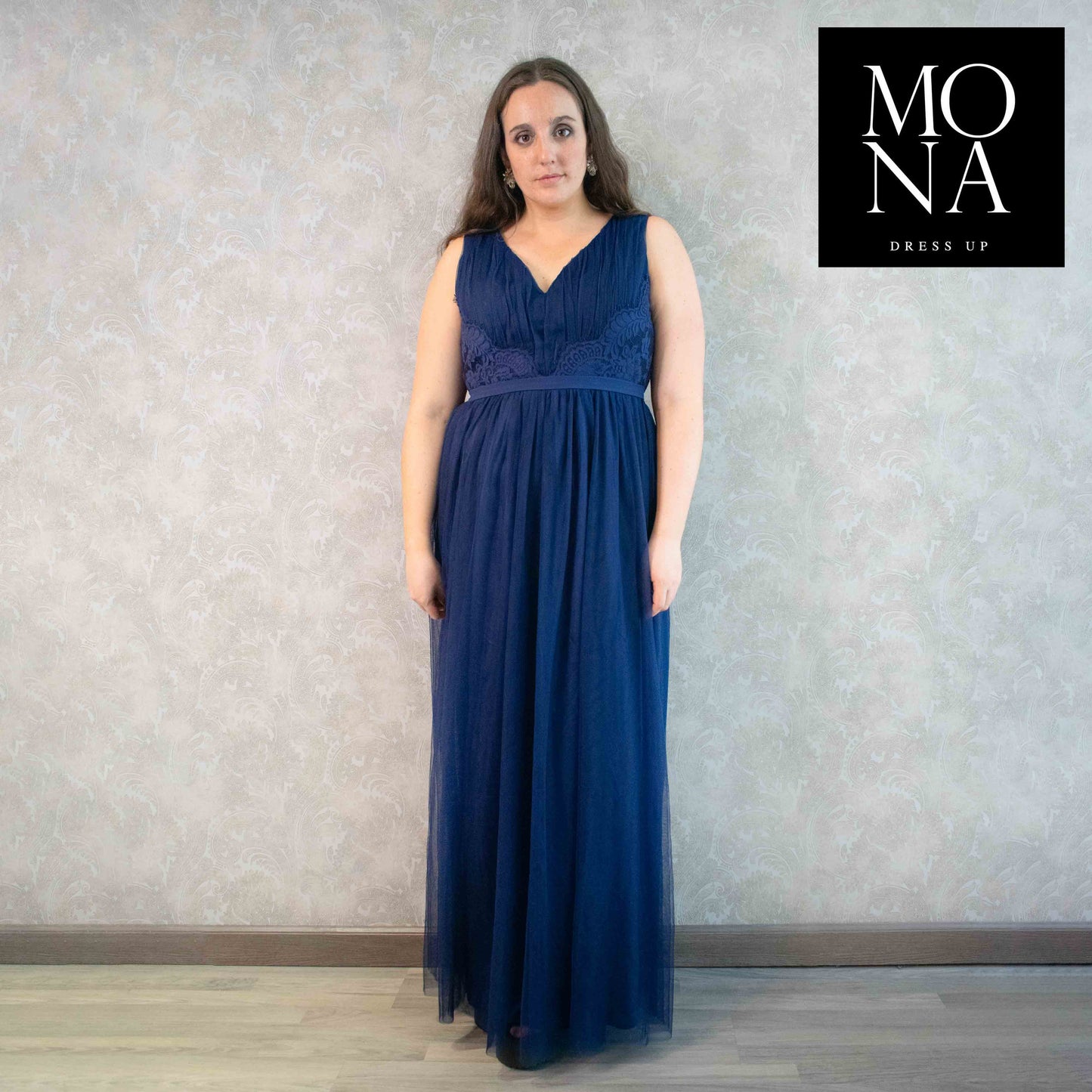 VESTIDO LARGO MAXIMILIANA AZUL MARINO