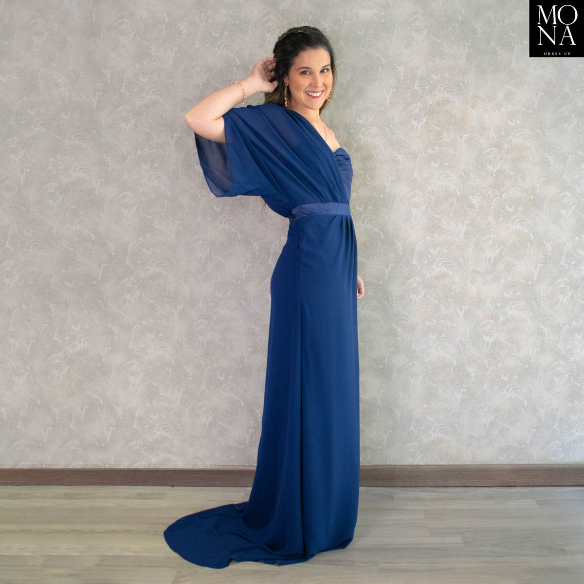 Vestido largo Carmina azul marino, foto 2 de 5