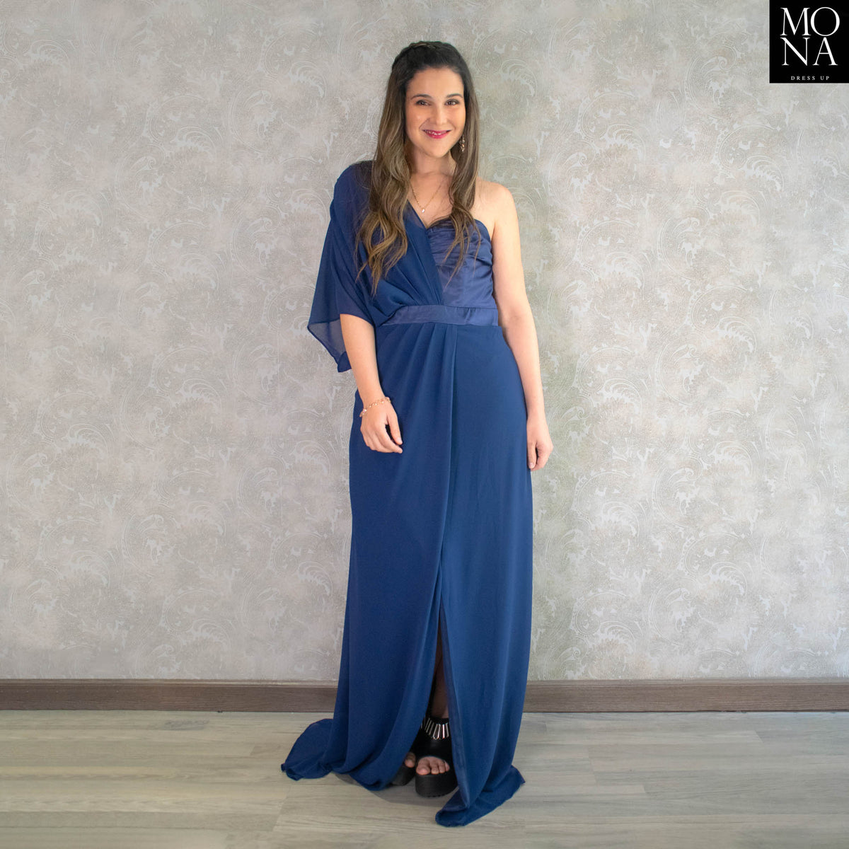 Vestido largo Carmina azul marino, foto 4 de 5