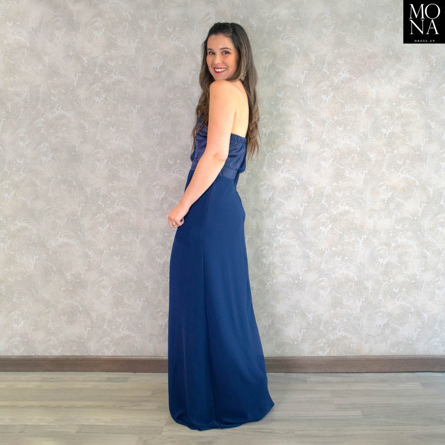 VESTIDO LARGO CARMINA AZUL MARINO