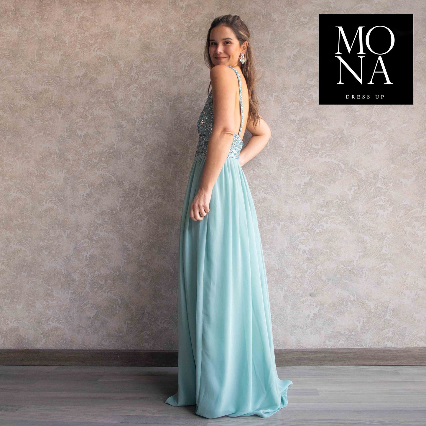 VESTIDO LARGO ANDRE CELESTE