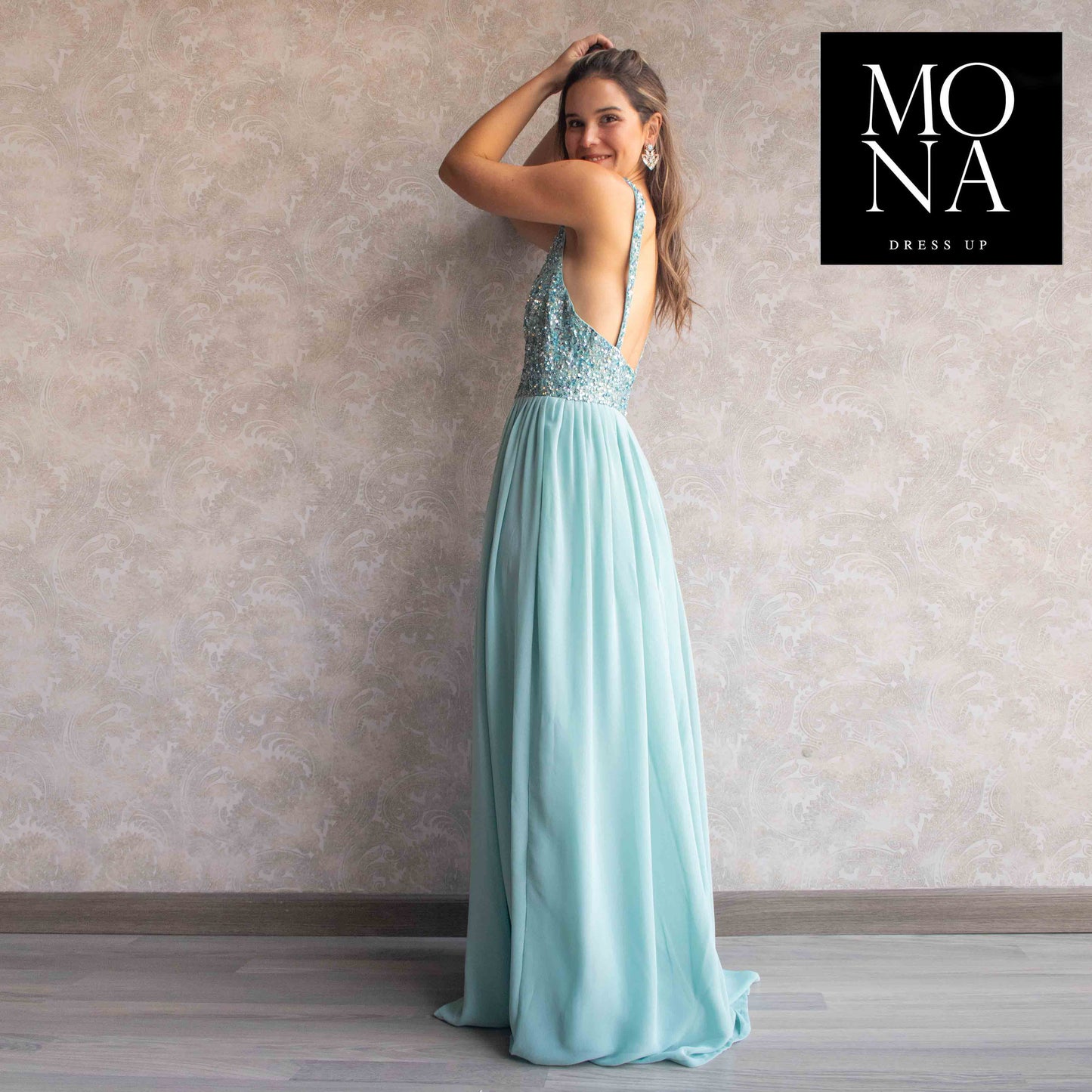 VESTIDO LARGO ANDRE CELESTE