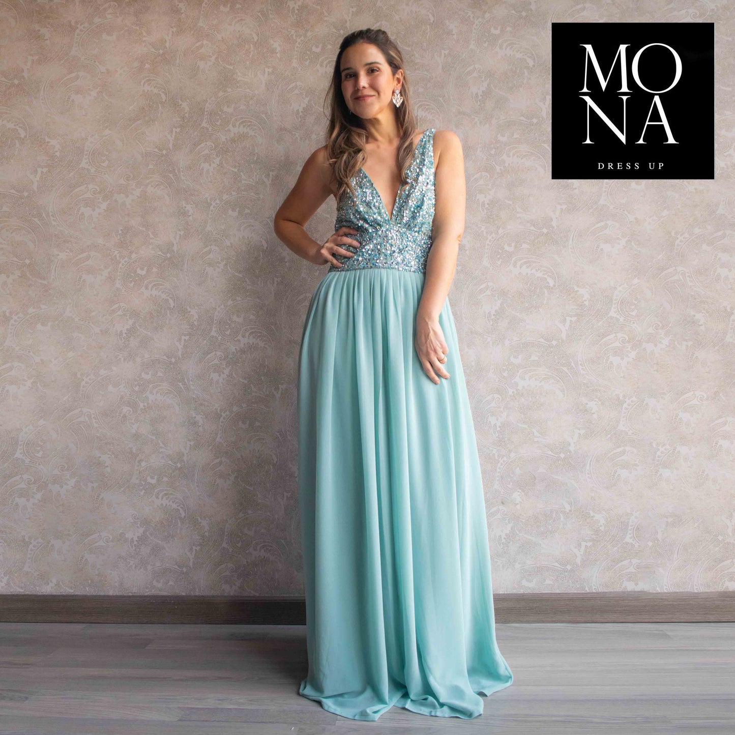 VESTIDO LARGO ANDRE CELESTE