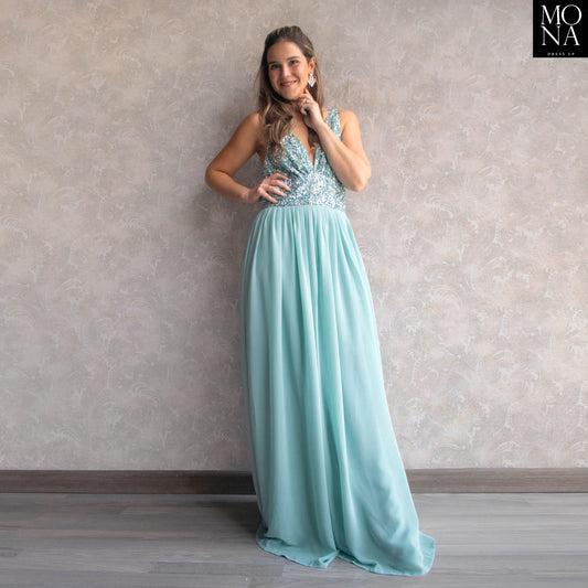 VESTIDO LARGO ANDRE CELESTE