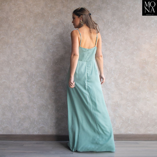 VESTIDO LARGO MAITE VERDE AGUA