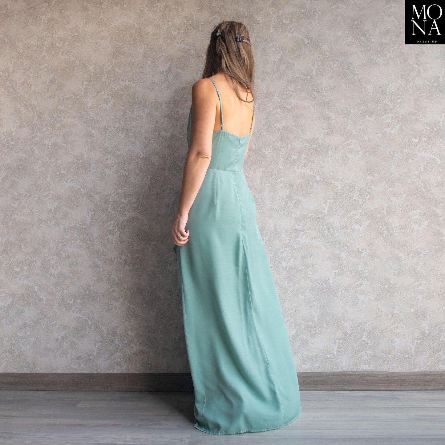 VESTIDO LARGO MAITE VERDE AGUA