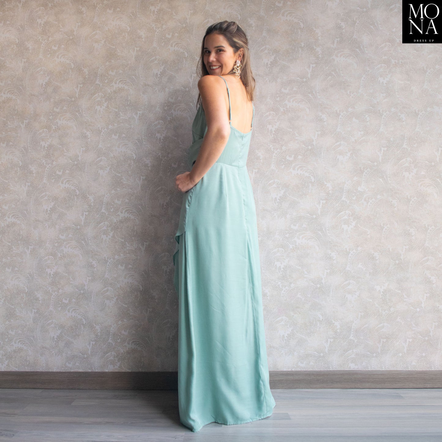VESTIDO LARGO MAITE VERDE AGUA