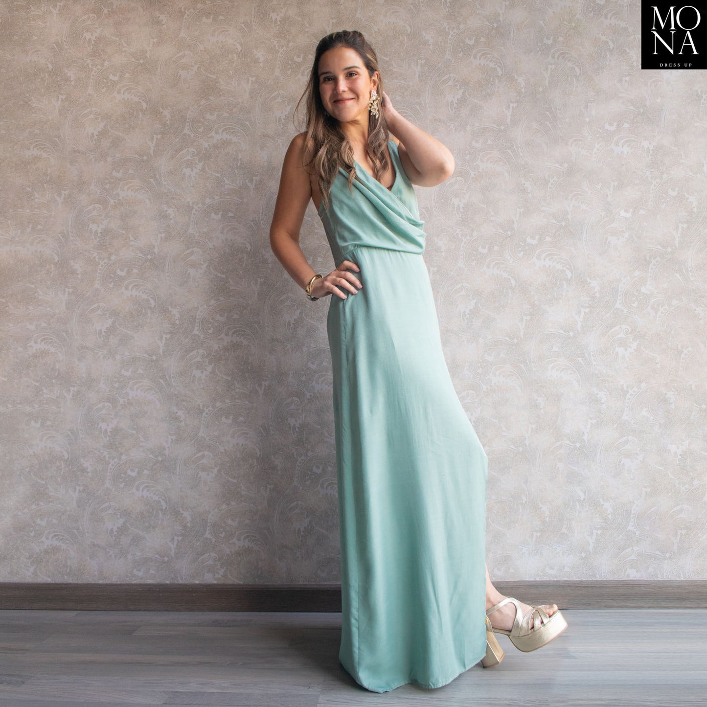 VESTIDO LARGO MAITE VERDE AGUA