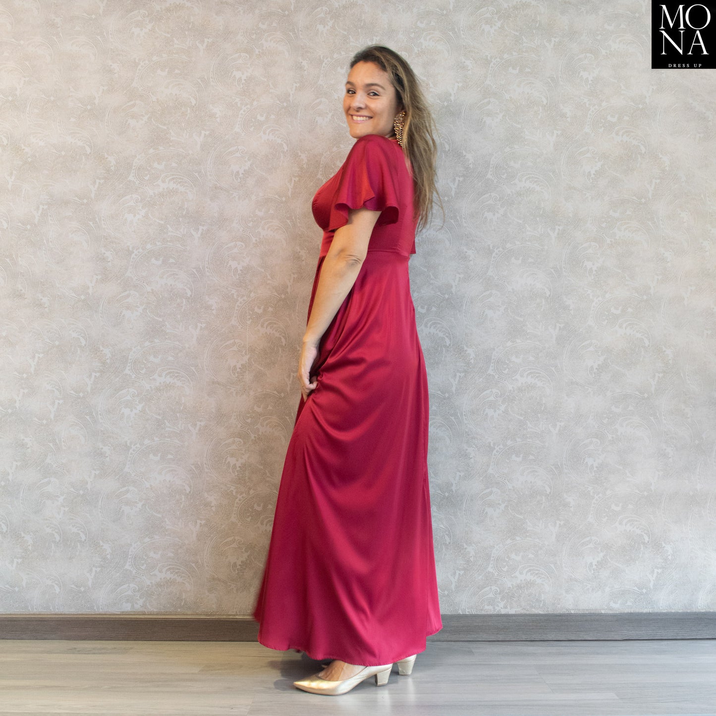 VESTIDO LARGO ADALIA BURDEO