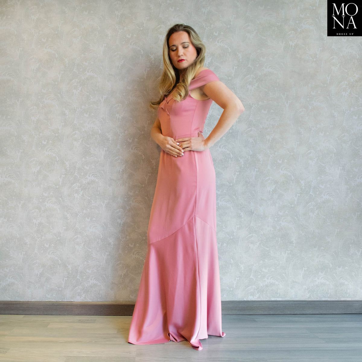 Vestido largo Bianca rosa, foto 2 de 8