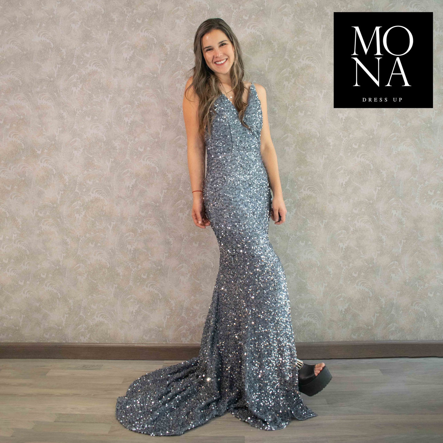VESTIDO LARGO ALEJANDRA GRIS
