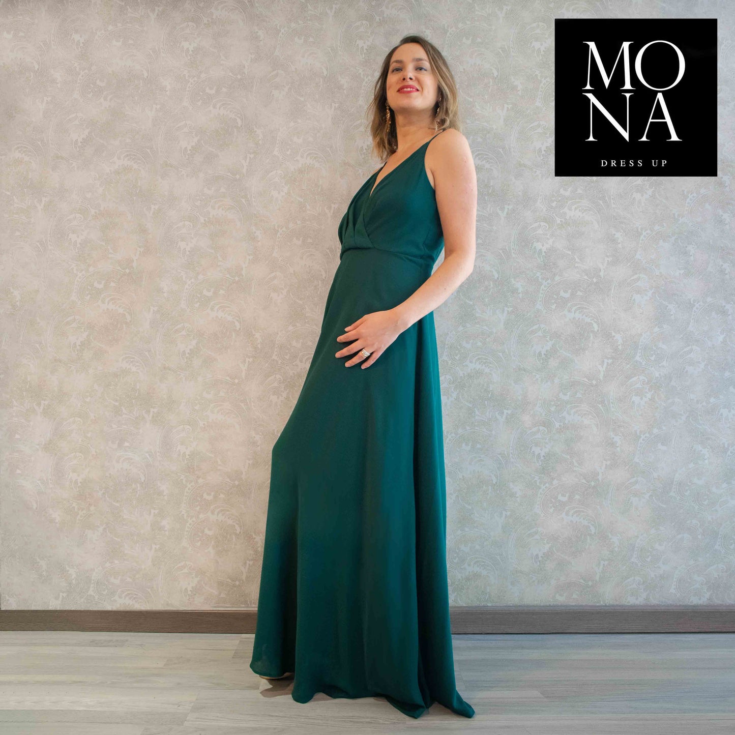 VESTIDO LARGO ELENA VERDE