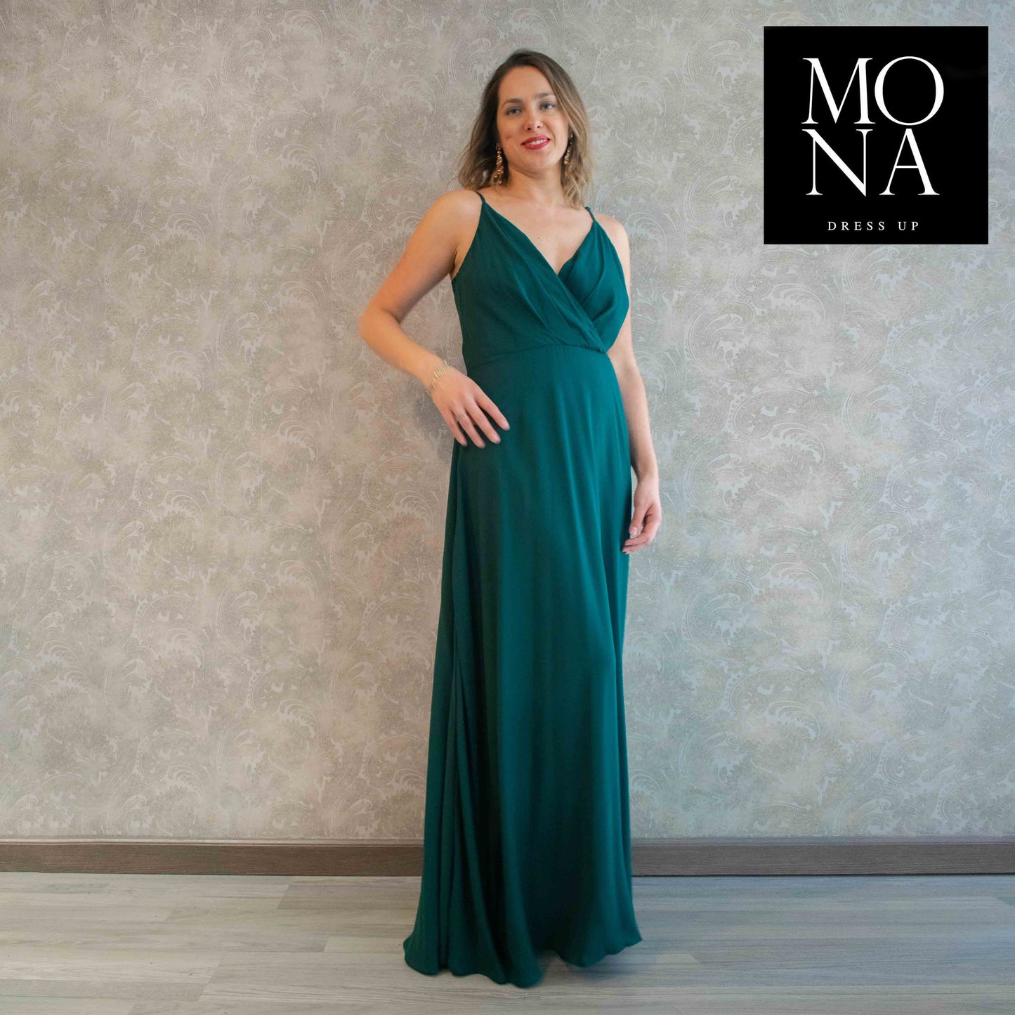 VESTIDO LARGO ELENA VERDE