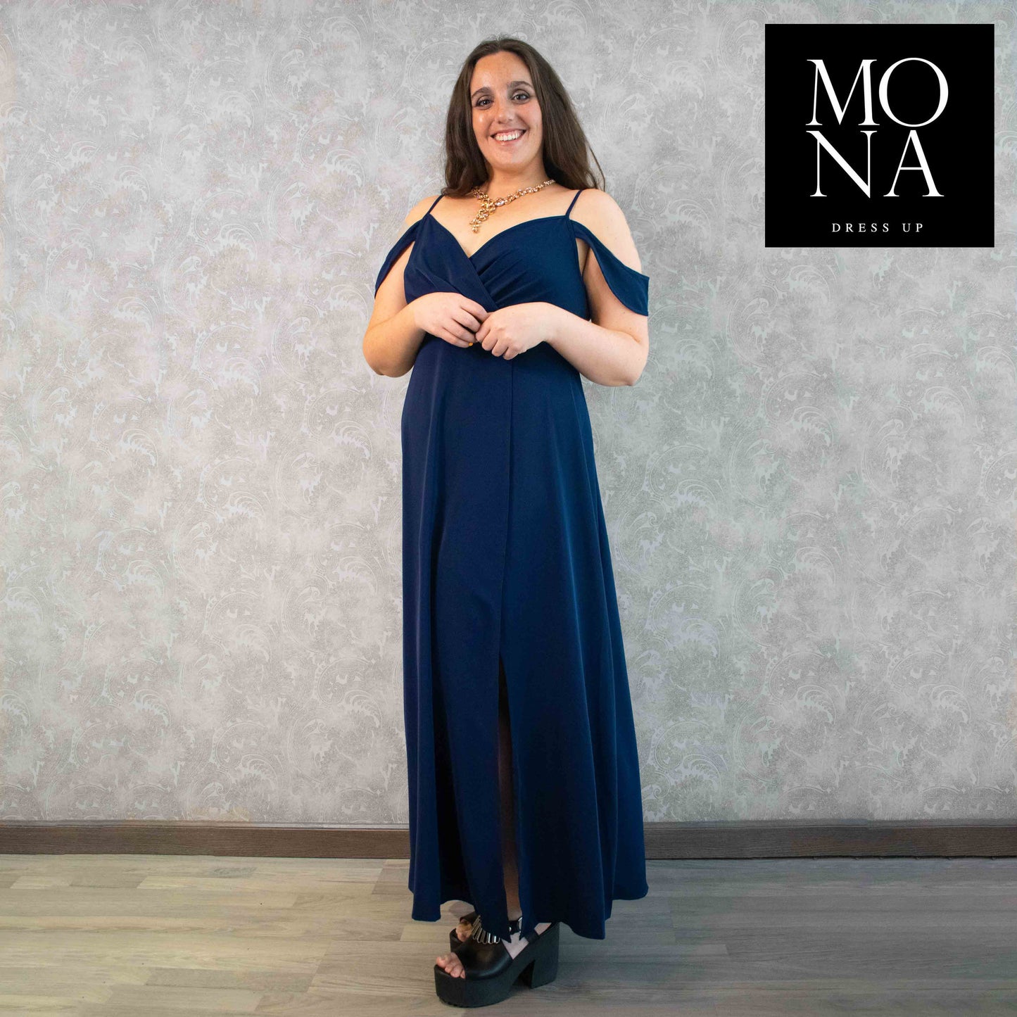 VESTIDO LARGO FRANCA AZUL