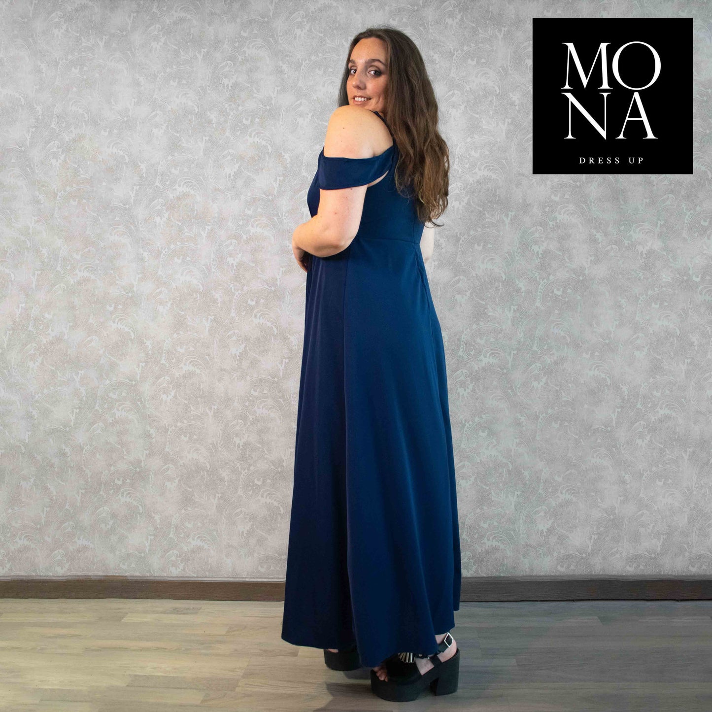 VESTIDO LARGO FRANCA AZUL