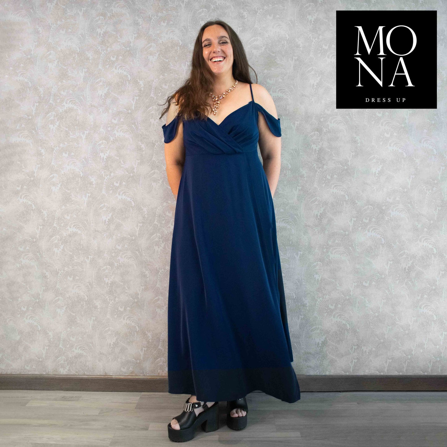 VESTIDO LARGO FRANCA AZUL