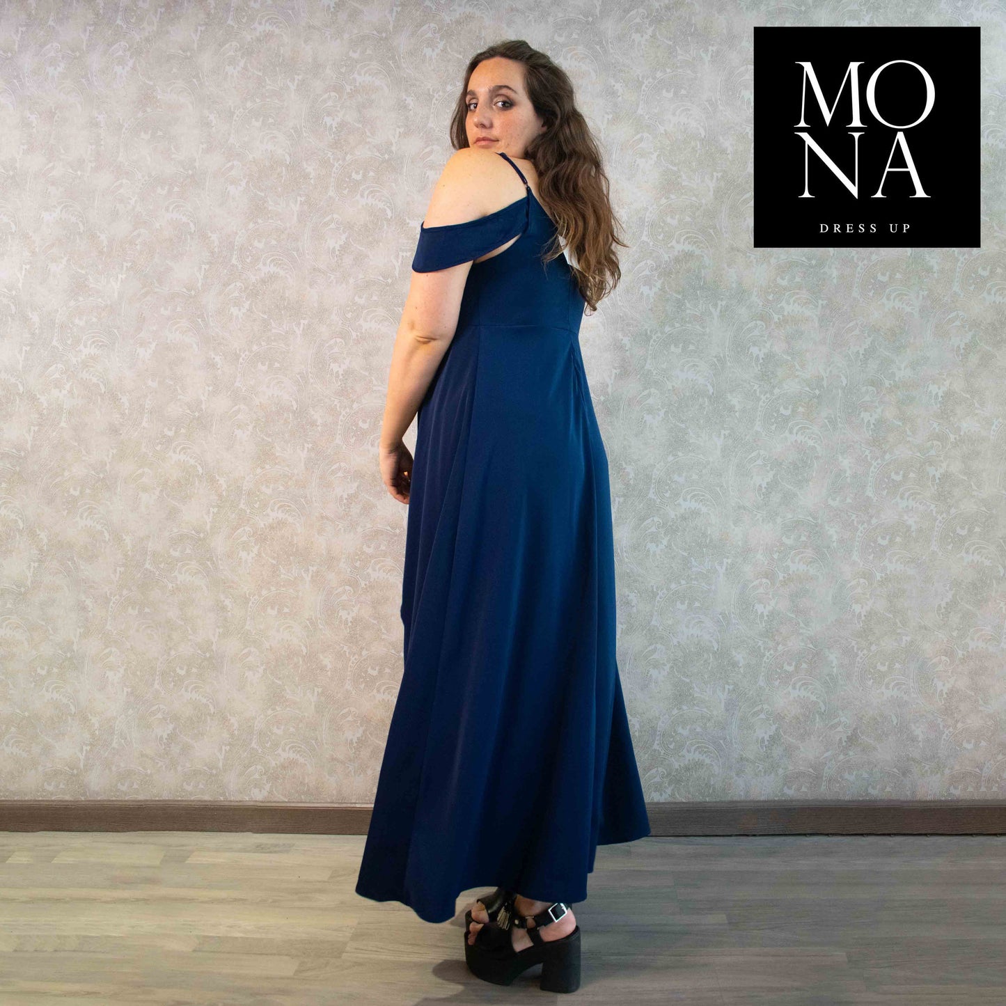 VESTIDO LARGO FRANCA AZUL