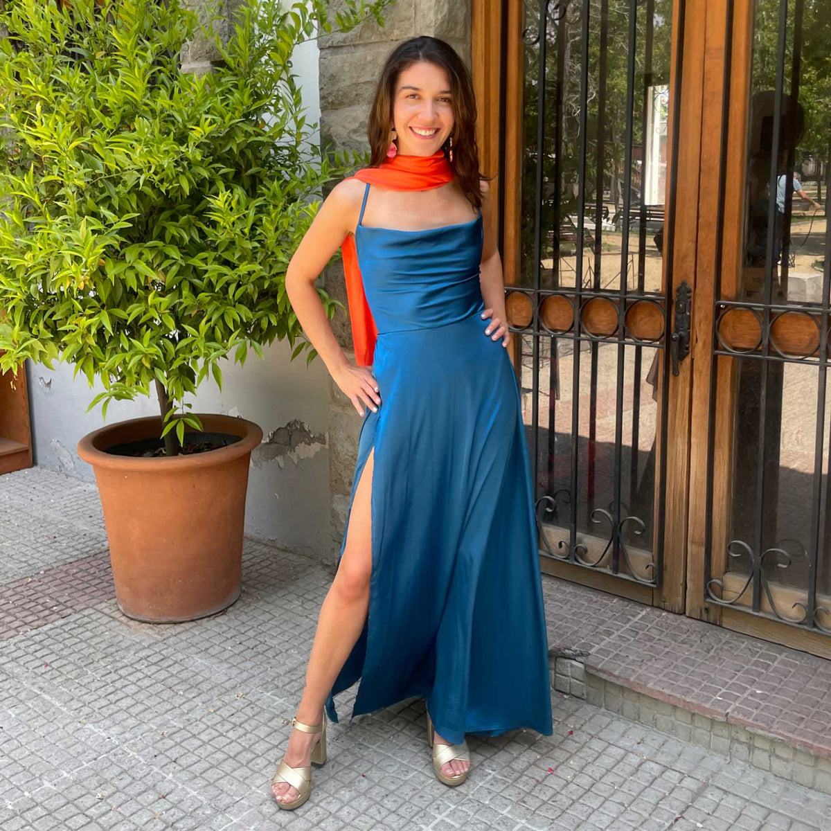 Vestido largo Octavia petroleo, foto 4 de 6