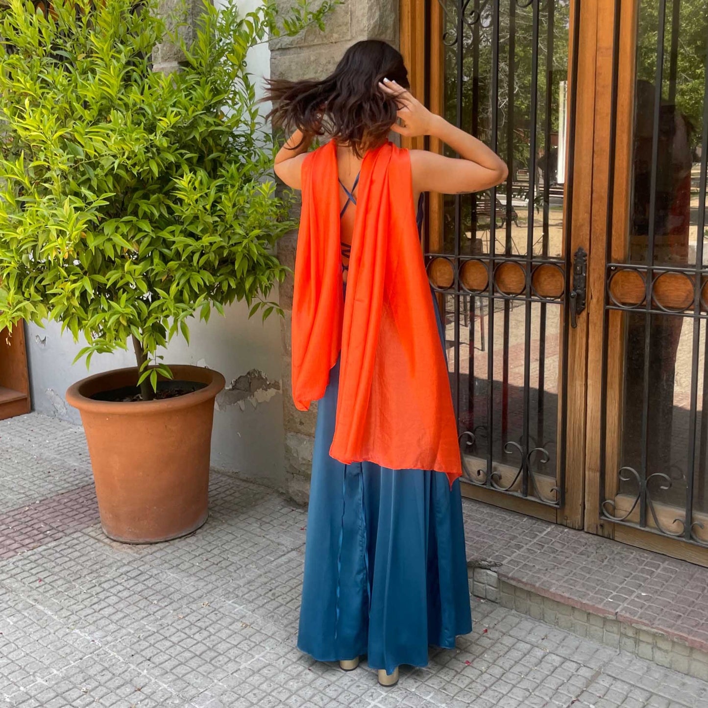 VESTIDO LARGO OCTAVIA PETROLEO