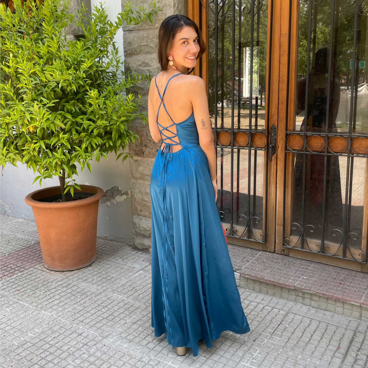 Vestido largo Octavia petroleo, foto 3 de 6