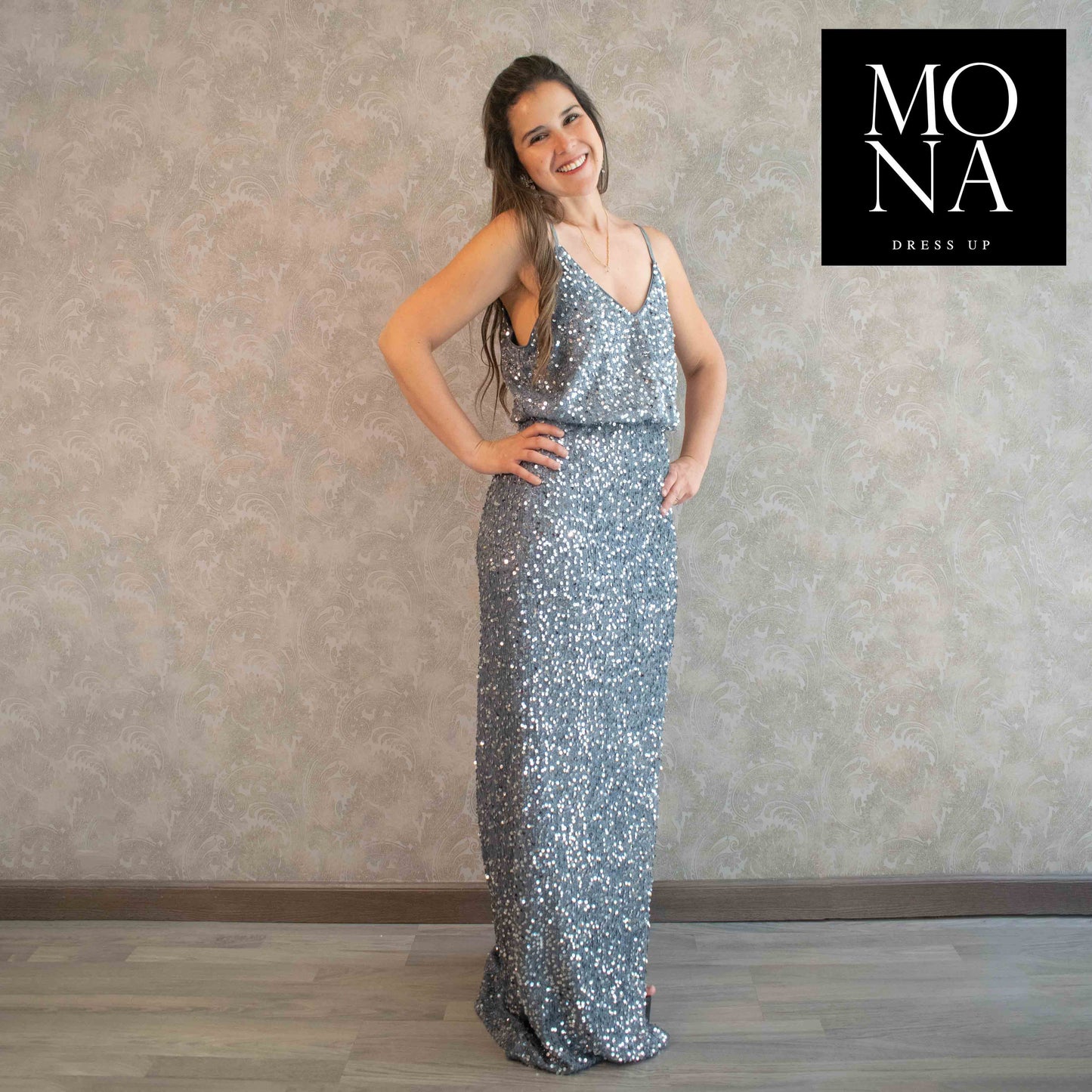 VESTIDO LARGO ONA GRIS