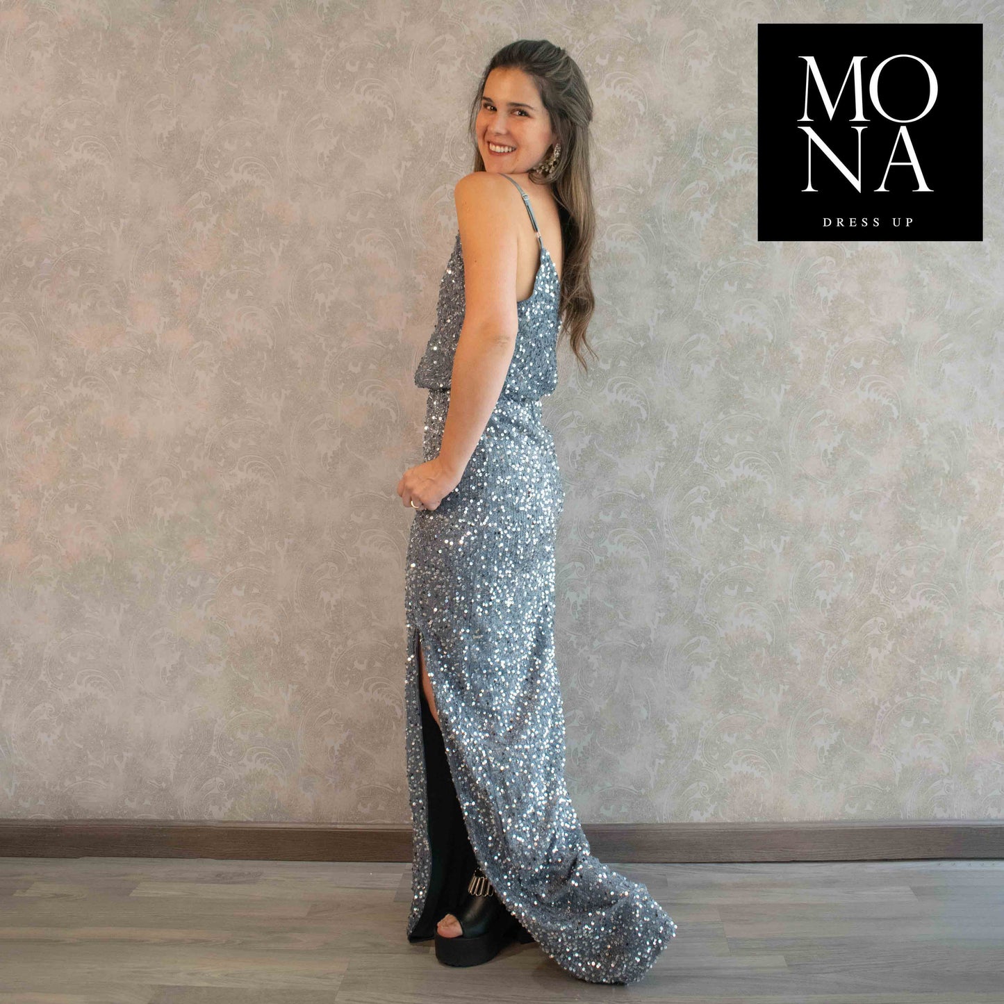 VESTIDO LARGO ONA GRIS