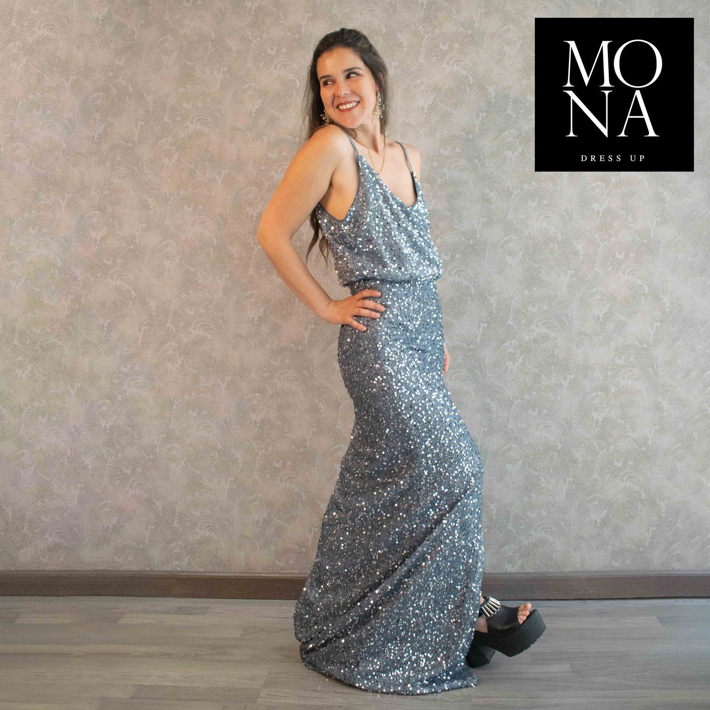VESTIDO LARGO ONA GRIS