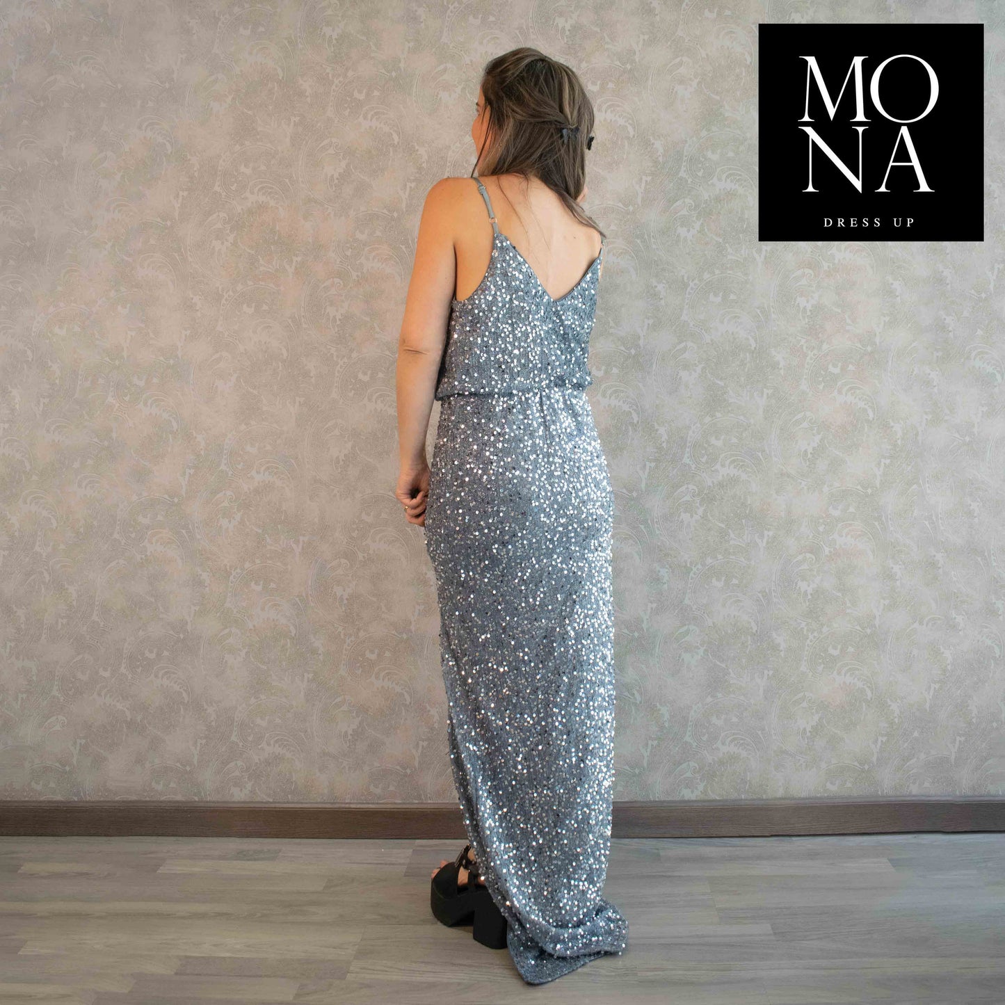 VESTIDO LARGO ONA GRIS