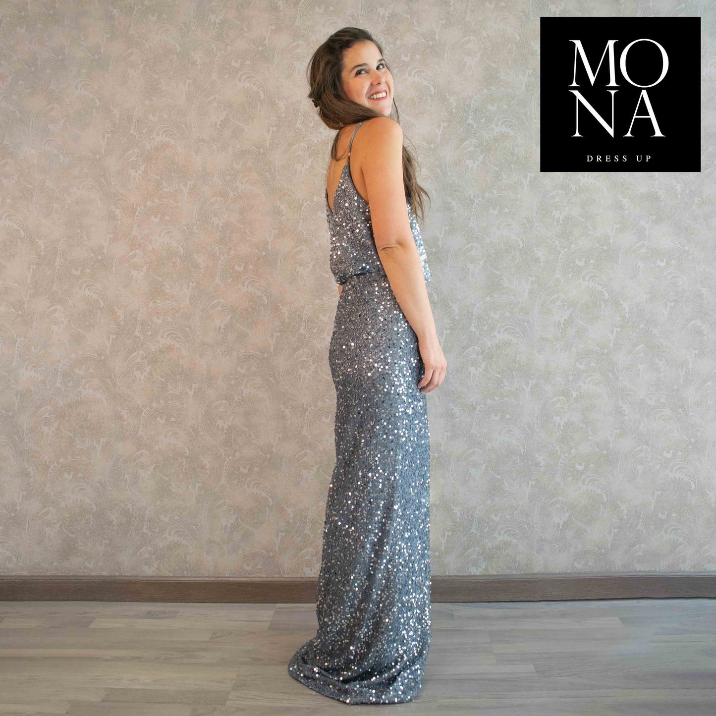 VESTIDO LARGO ONA GRIS