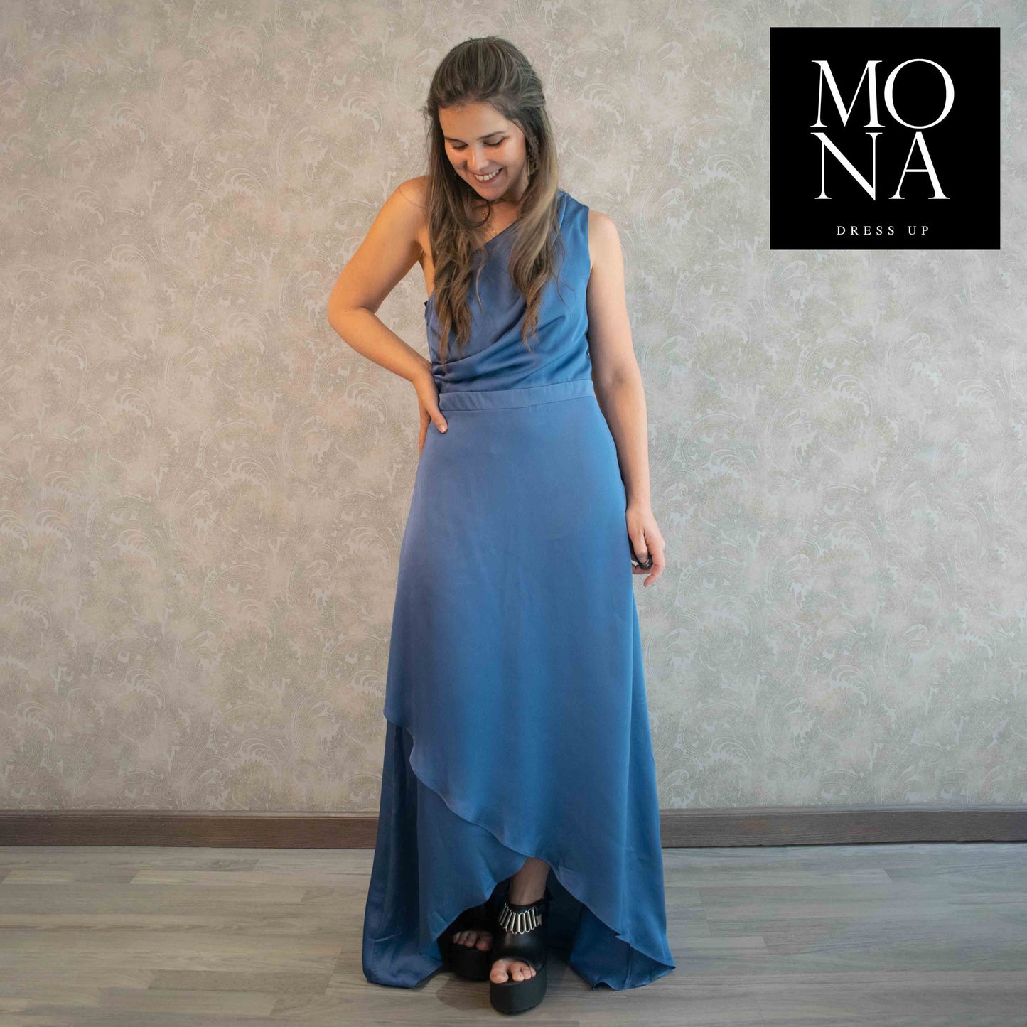 VESTIDO LARGO MAR AZUL VELA