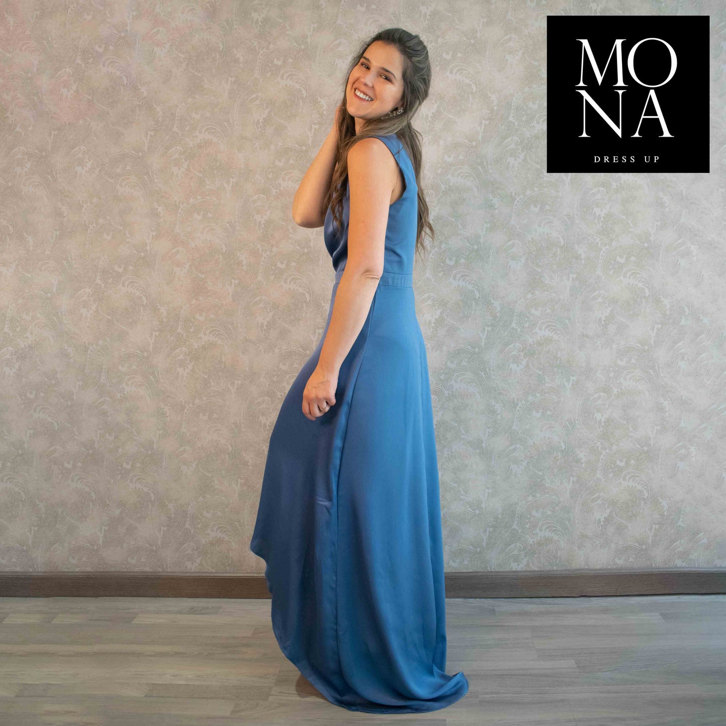 VESTIDO LARGO MAR AZUL VELA