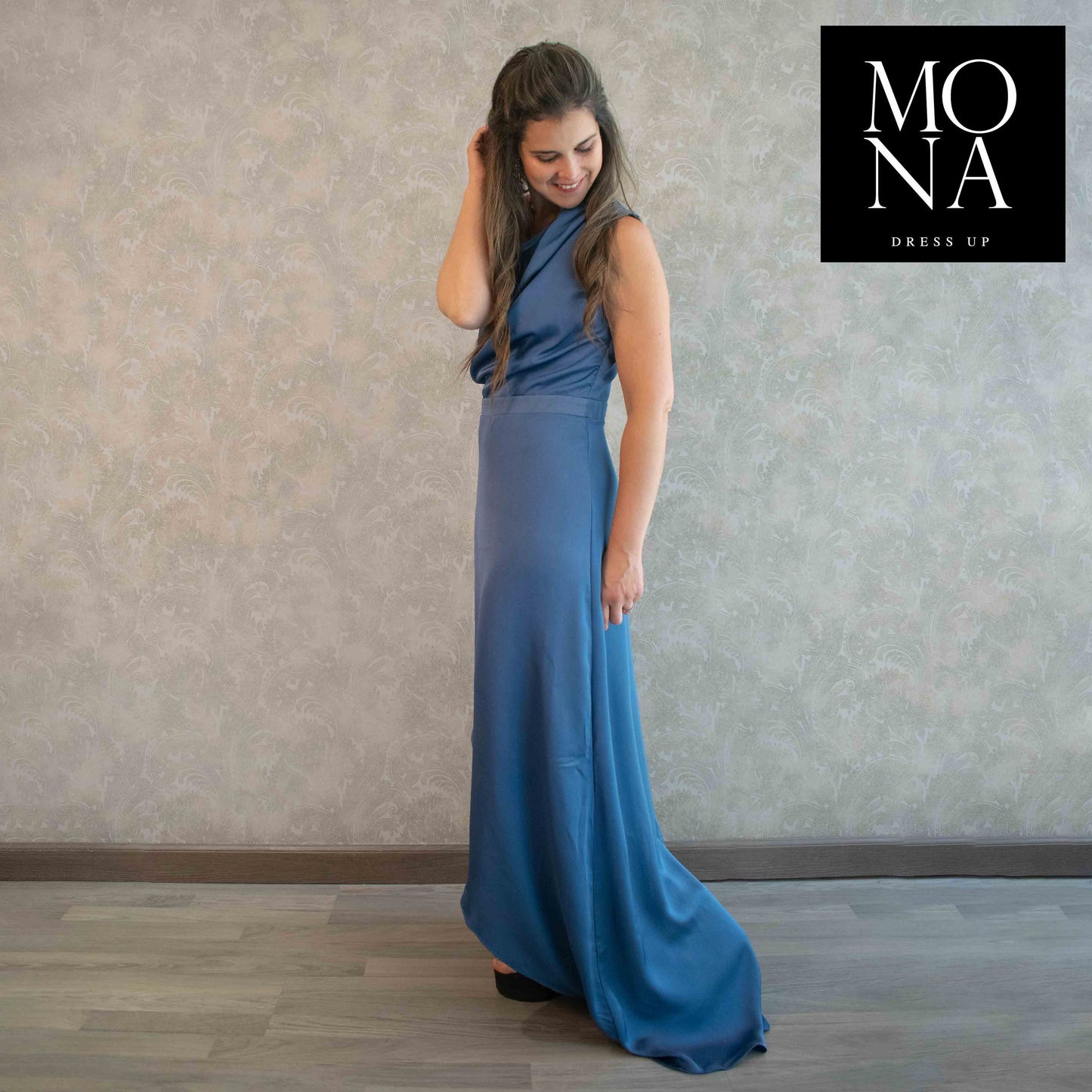 VESTIDO LARGO MAR AZUL VELA