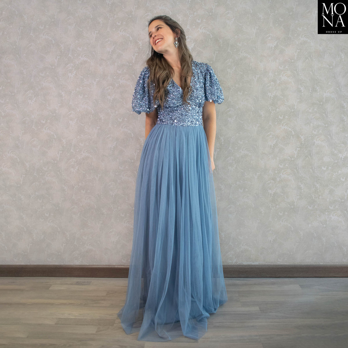 Vestido largo Alicia azul vela