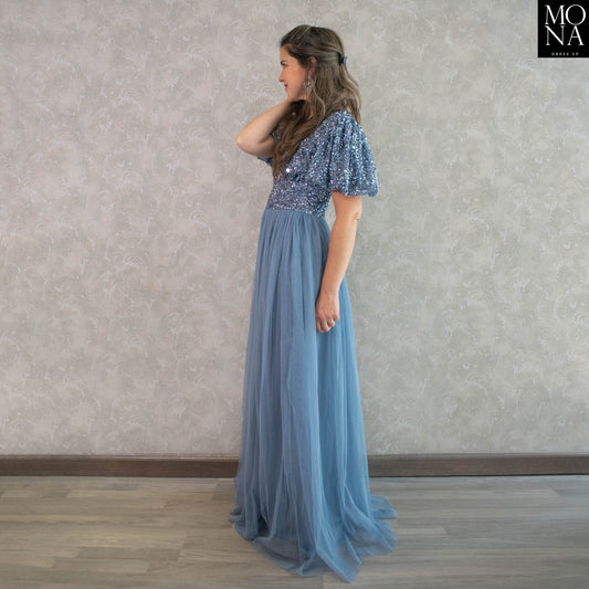 VESTIDO LARGO ALICIA AZUL VELA