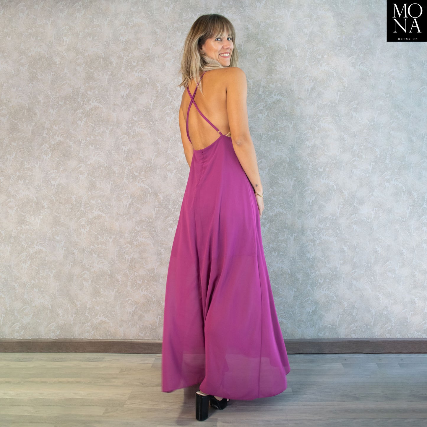 VESTIDO LARGO VIVIANA MAGENTA