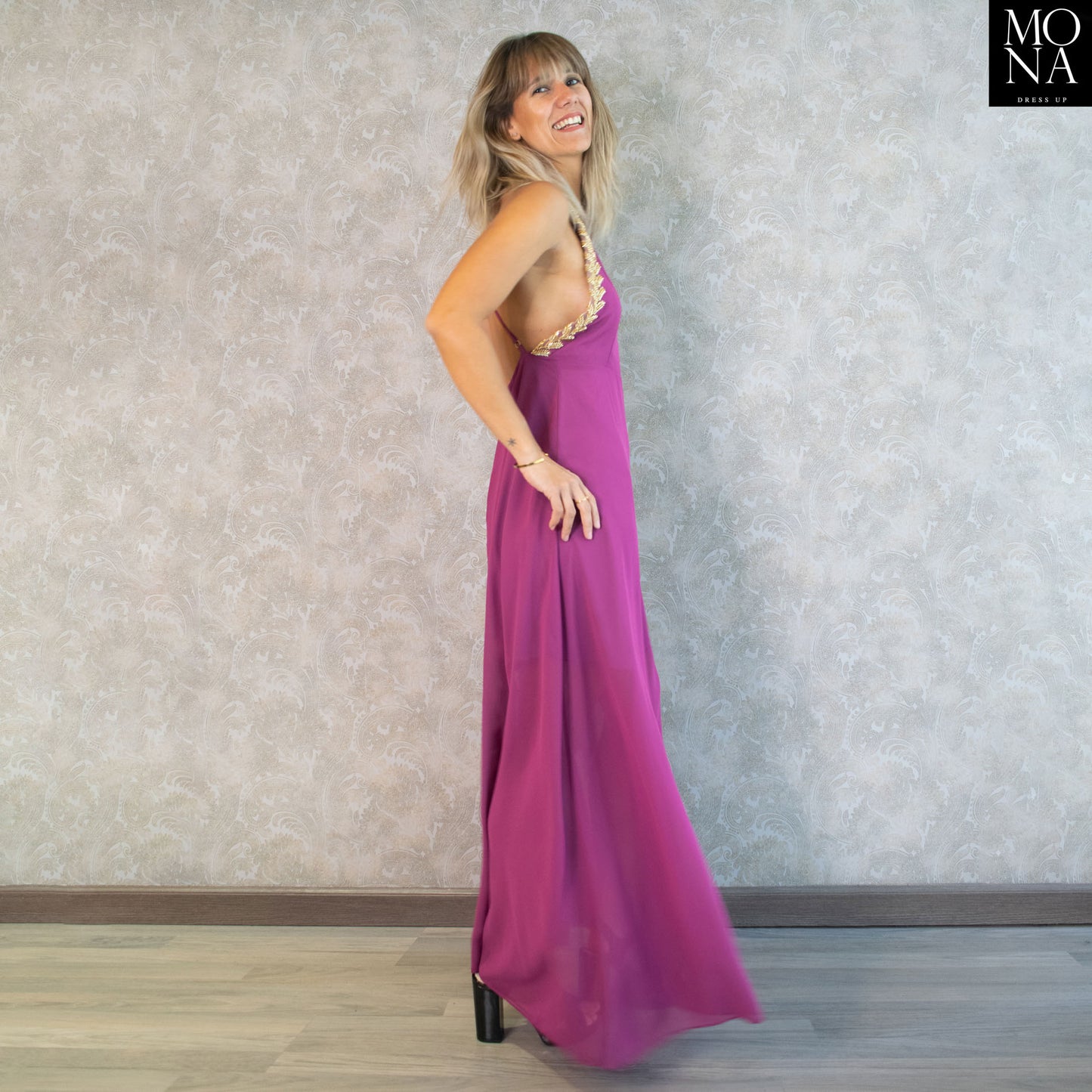 VESTIDO LARGO VIVIANA MAGENTA